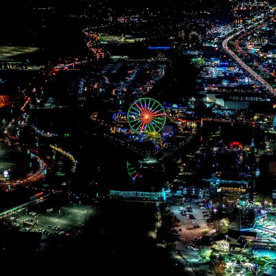 a view of a city at night